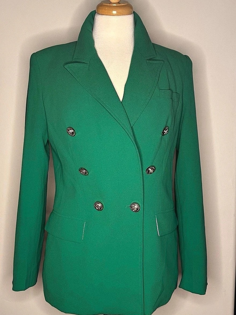 Tahari Double Breasted Blazer in Green Size Small Like New
